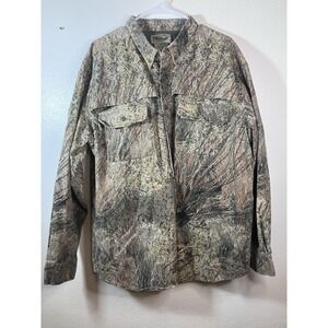 VTG FieldStaff Mossy Oak Brush Button Up Shirt Men's XL Camo Hunting Outdoor